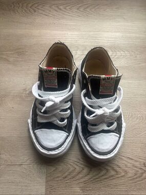 Miharayasuhiro Kids Black and White Canvas Sneakers